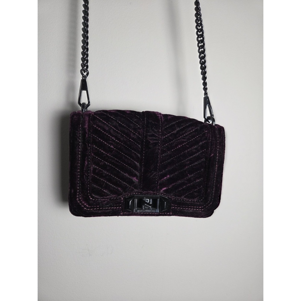 Rebecca Minkoff Deep Plum Velvet Small Love Chevron Quilted Crossbody Bag